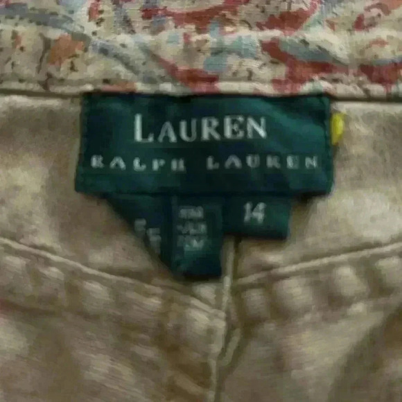 Lauren Ralph Lauren Linen Blend Ankle Paisley Straight Leg Pants Size 14 - Picture 4 of 7